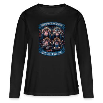 lustiger weise Affen Spruch Handy social media - Frauen Premium Bio Langarmshirt - Schwarz - Vorne - Julia (174cm)
