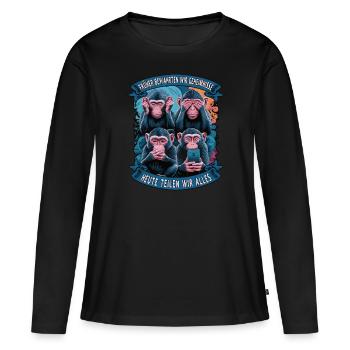 lustiger weise Affen Spruch Handy social media - Frauen Premium Bio Langarmshirt - Schwarz - Vorne - Julia (174cm)