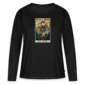 Tarot Cards Tarot Card The Fool The Fool - Women's Premium Organic Long Sleeve Shirt - black - Front - Julia (174cm)