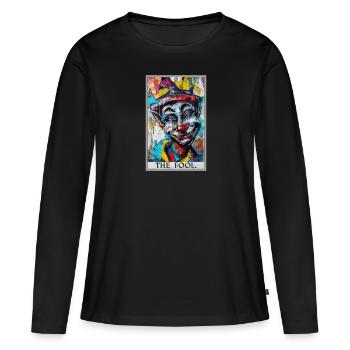 Tarot Cards Tarot Card The Fool The Fool - Women's Premium Organic Long Sleeve Shirt - black - Front - Julia (174cm)