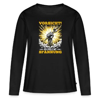 Electricians beware! I play with tension - Women's Premium Organic Long Sleeve Shirt - black - Front - Julia (174cm)