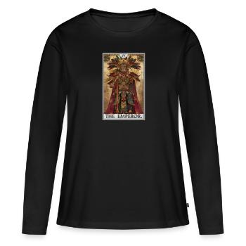 Carte de tarot L’Empereur Le Souverain - T-shirt manches longues Premium bio Femme - noir - Devant - Julia (174cm)