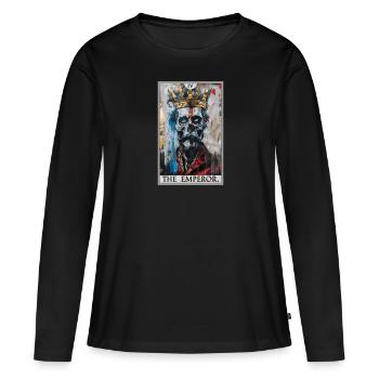 Carte de tarot L’Empereur Le Souverain - T-shirt manches longues Premium bio Femme - noir - Devant - Julia (174cm)
