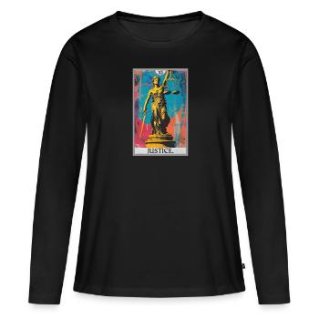 Cartes de tarot Carte de tarot Justice Justice - T-shirt manches longues Premium bio Femme - noir - Devant - Julia (174cm)