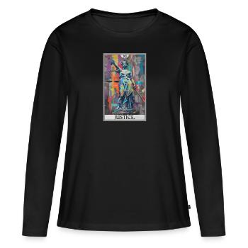 Cartes de tarot Carte de tarot Justice Justice - T-shirt manches longues Premium bio Femme - noir - Devant - Julia (174cm)