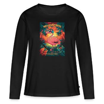 Design Chillout Vibes : décontracté et élégant - T-shirt manches longues Premium bio Femme - noir - Devant - Julia (174cm)