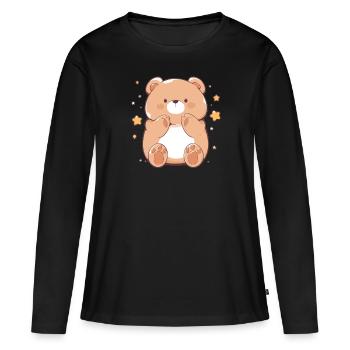 Bear Bären Bär - Frauen Premium Bio Langarmshirt - Schwarz - Vorne - Julia (174cm)