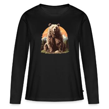Bear Bären Bär - Frauen Premium Bio Langarmshirt - Schwarz - Vorne - Julia (174cm)