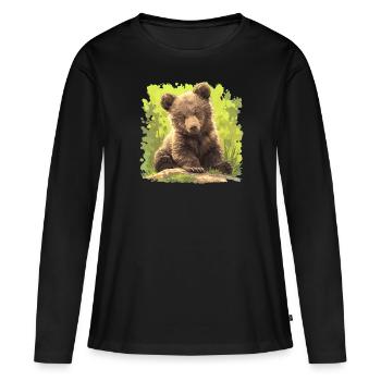 Bear Bären Bär - Frauen Premium Bio Langarmshirt - Schwarz - Vorne - Julia (174cm)