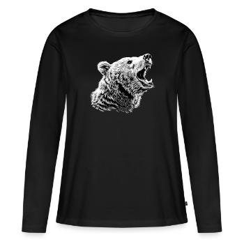 Bear Bären Bär - Frauen Premium Bio Langarmshirt - Schwarz - Vorne - Julia (174cm)
