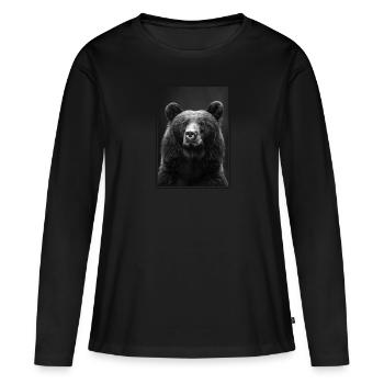 Bear Bären Bär - Frauen Premium Bio Langarmshirt - Schwarz - Vorne - Julia (174cm)
