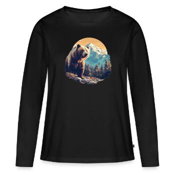 Bear Bären Bär - Frauen Premium Bio Langarmshirt - Schwarz - Vorne - Julia (174cm)