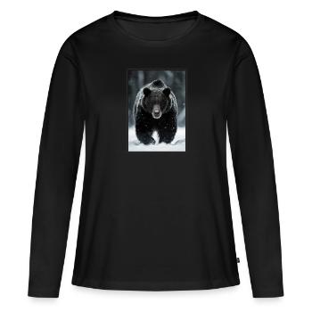 Bear Bären Bär - Frauen Premium Bio Langarmshirt - Schwarz - Vorne - Julia (174cm)