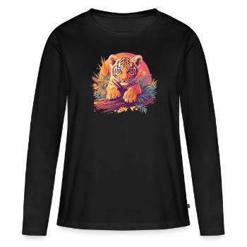 Tiger - Frauen Premium Bio Langarmshirt - Schwarz - Vorne - Julia (174cm)