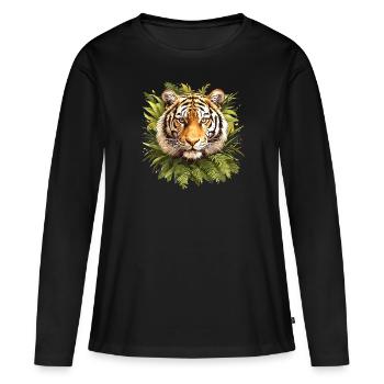 Tigre du Bengale Roi Tigre - T-shirt manches longues Premium bio Femme - noir - Devant - Julia (174cm)