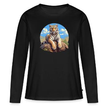 Tigre du Bengale Roi Tigre - T-shirt manches longues Premium bio Femme - noir - Devant - Julia (174cm)