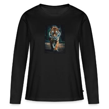 Tigre du Bengale Roi Tigre - T-shirt manches longues Premium bio Femme - noir - Devant - Julia (174cm)