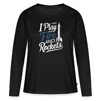 Modèles réduits de fusées amusantes - T-shirt manches longues Premium bio Femme - noir - Devant - Julia (174cm)