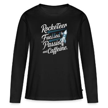 Maquette fusée - T-shirt manches longues Premium bio Femme - noir - Devant - Julia (174cm)