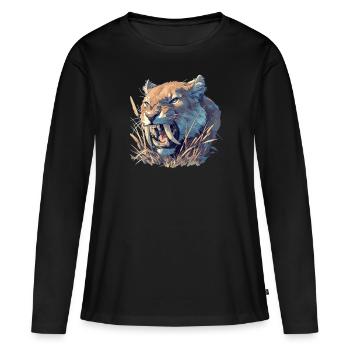 Tigre à dents de sabre Tigre à dents de sabre - T-shirt manches longues Premium bio Femme - noir - Devant - Julia (174cm)