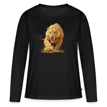 Tigre à dents de sabre Tigre à dents de sabre - T-shirt manches longues Premium bio Femme - noir - Devant - Julia (174cm)