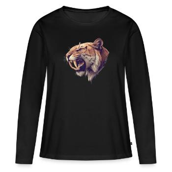 Tigre à dents de sabre Tigre à dents de sabre - T-shirt manches longues Premium bio Femme - noir - Devant - Julia (174cm)