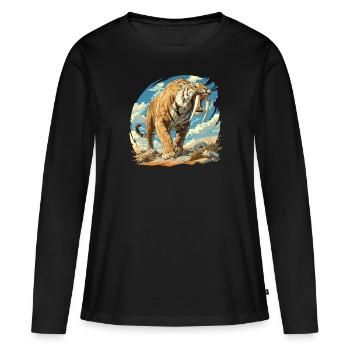 Tigre à dents de sabre Tigre à dents de sabre - T-shirt manches longues Premium bio Femme - noir - Devant - Julia (174cm)