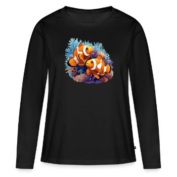 Clownfish Clownfische Clownfisch - Frauen Premium Bio Langarmshirt - Schwarz - Vorne - Julia (174cm)