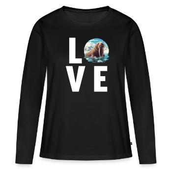 Walrus Walrosse Walross - Frauen Premium Bio Langarmshirt - Schwarz - Vorne - Julia (174cm)