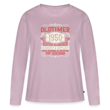 Baujahr 1950 Geboren, Geburtstag Jahrgang 1950 - Frauen Premium Bio Langarmshirt - Altrosa - Vorne - Julia (174cm)
