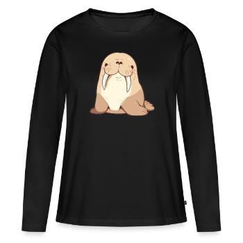 Walrus Walrosse Walross - Frauen Premium Bio Langarmshirt - Schwarz - Vorne - Julia (174cm)