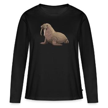 Walrus Walrosse Walross - Frauen Premium Bio Langarmshirt - Schwarz - Vorne - Julia (174cm)