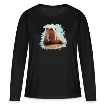 Walrus Walrosse Walross - Frauen Premium Bio Langarmshirt - Schwarz - Vorne - Julia (174cm)