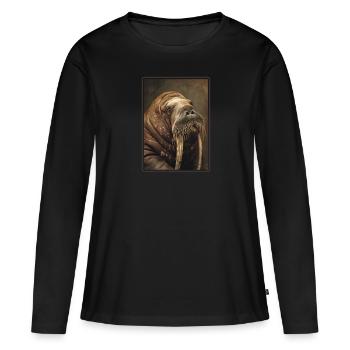 Walrus Walrosse Walross - Frauen Premium Bio Langarmshirt - Schwarz - Vorne - Julia (174cm)