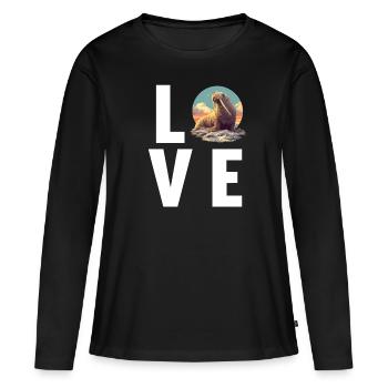 Walrus Walrosse Walross - Frauen Premium Bio Langarmshirt - Schwarz - Vorne - Julia (174cm)