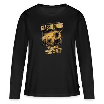 Le soufflage de verre : les pyromanes en artistes - T-shirt manches longues Premium bio Femme - noir - Devant - Julia (174cm)