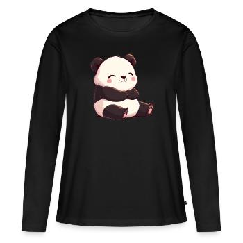 Panda géant Pandas Große Pandas Großer Panda - T-shirt manches longues Premium bio Femme - noir - Devant - Julia (174cm)