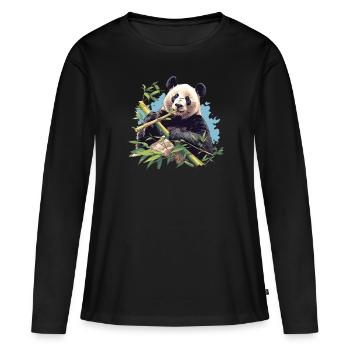 Panda géant Pandas Große Pandas Großer Panda - T-shirt manches longues Premium bio Femme - noir - Devant - Julia (174cm)