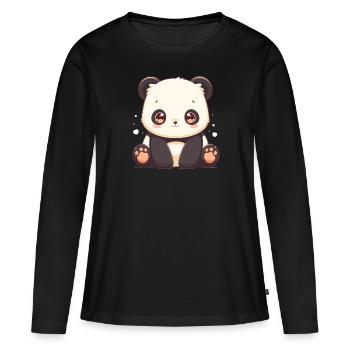 Panda géant Pandas Große Pandas Großer Panda - T-shirt manches longues Premium bio Femme - noir - Devant - Julia (174cm)