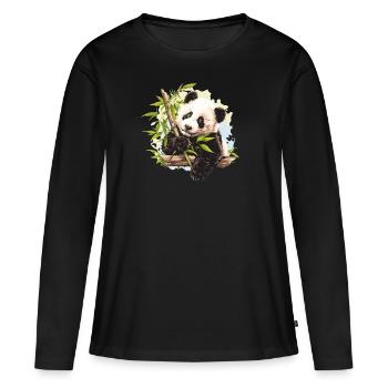 Panda géant Pandas Große Pandas Großer Panda - T-shirt manches longues Premium bio Femme - noir - Devant - Julia (174cm)