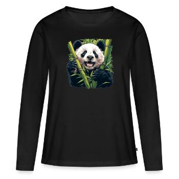Panda géant Pandas Große Pandas Großer Panda - T-shirt manches longues Premium bio Femme - noir - Devant - Julia (174cm)