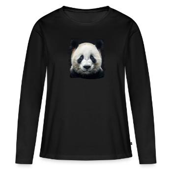 Panda géant Pandas Große Pandas Großer Panda - T-shirt manches longues Premium bio Femme - noir - Devant - Julia (174cm)