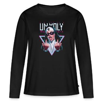 Provocative and expressive – rebellious fashion - Women's Premium Organic Long Sleeve Shirt - black - Front - Julia (174cm)