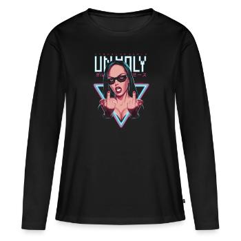Provocative and expressive – rebellious fashion - Women's Premium Organic Long Sleeve Shirt - black - Front - Julia (174cm)