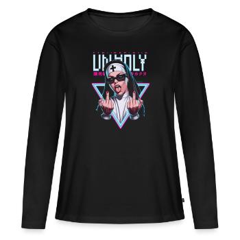 Provocative and expressive – rebellious fashion - Women's Premium Organic Long Sleeve Shirt - black - Front - Julia (174cm)