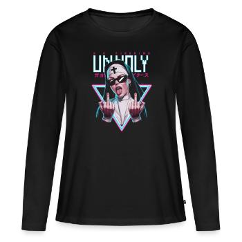 Provocateur et expressif – mode rebelle - T-shirt manches longues Premium bio Femme - noir - Devant - Julia (174cm)