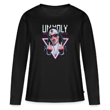 Provocative and expressive – rebellious fashion - Women's Premium Organic Long Sleeve Shirt - black - Front - Julia (174cm)