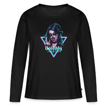 Provocative and expressive – rebellious fashion - Women's Premium Organic Long Sleeve Shirt - black - Front - Julia (174cm)