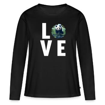 Panda géant Pandas Große Pandas Großer Panda - T-shirt manches longues Premium bio Femme - noir - Devant - Julia (174cm)