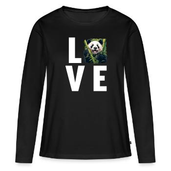 Panda géant Pandas Große Pandas Großer Panda - T-shirt manches longues Premium bio Femme - noir - Devant - Julia (174cm)